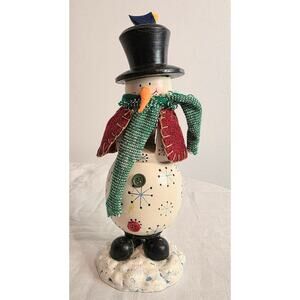 Wooden Snowman Nutcracker Statue Folk Art Christmas